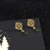925 Sterling Silver Geometric Retro Earrings With Emerald Details And 14K Gold Electroplated Finish For Women