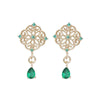 925 Sterling Silver Geometric Retro Earrings With Emerald Details And 14K Gold Electroplated Finish For Women