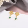 925 Sterling Silver Geometric Retro Earrings With Emerald Details And 14K Gold Electroplated Finish For Women