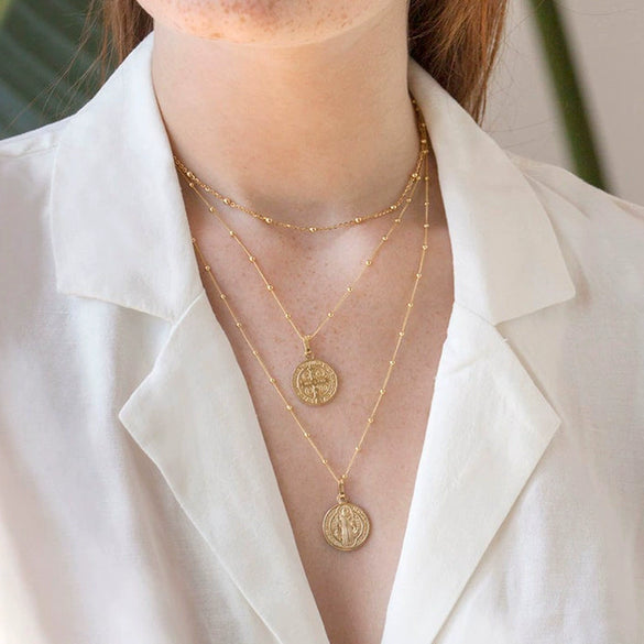 925 Sterling Silver Geometric Round Bead Necklace With Snake Bone Chain Electroplated Minimal Elegant Clavicle Chain For Women And Couples