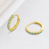 925 Sterling Silver Geometric Round Earrings With Micro Inlaid Blue Zircon Electroplated Fashion Ear Buckles