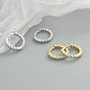 925 Sterling Silver Geometric Round Earrings With Micro Inlaid Blue Zircon Electroplated Fashion Ear Buckles