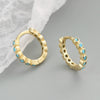 925 Sterling Silver Geometric Round Earrings With Micro Inlaid Blue Zircon Electroplated Fashion Ear Buckles