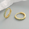 925 Sterling Silver Geometric Round Earrings With Micro Inlaid Blue Zircon Electroplated Fashion Ear Buckles