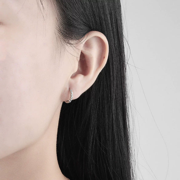 925 Sterling Silver Geometric Round Earrings With Micro Inlaid Blue Zircon Electroplated Fashion Ear Buckles