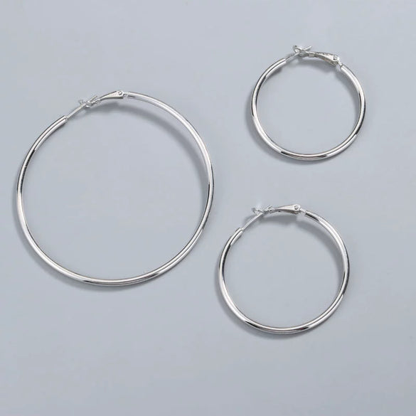 925 Sterling Silver Geometric Round Hoop Earrings Electroplated Minimalist Statement Jewelry