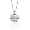 Sterling Silver Geometric Round Tag Pendant Necklace With Ball Chain Electroplated Retro Hip Hop Trendy Jewelry