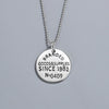 Sterling Silver Geometric Round Tag Pendant Necklace With Ball Chain Electroplated Retro Hip Hop Trendy Jewelry