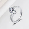 925 Sterling Silver Geometric Simulated Diamond Ring For Women Electroplated Adjustable Engagement Wedding Ring
