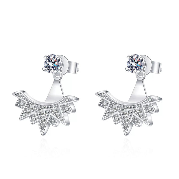 925 Sterling Silver Geometric Snowflake Earrings With Moissanite Inlay Electroplated Fashion Earrings For Women