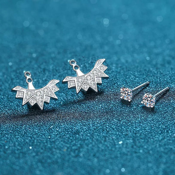 925 Sterling Silver Geometric Snowflake Earrings With Moissanite Inlay Electroplated Fashion Earrings For Women