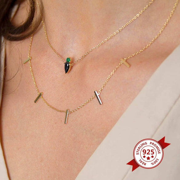 925 Sterling Silver Geometric Square Pendant Necklace With Copper Pendant And Snake Bone Chain Minimalist Electroplated Unisex Necklace