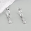 925 Sterling Silver Geometric Square Stud Earrings With Diamond Inlay Electroplated Minimalist Style
