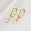 925 Sterling Silver Geometric Square Stud Earrings With Diamond Inlay Electroplated Minimalist Style