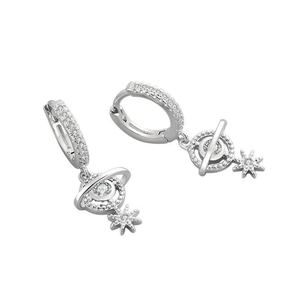 925 Sterling Silver Geometric Star Earrings For Women Romantic Fashion Electroplated Luxury Earrings