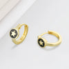 925 Sterling Silver Geometric Star Epoxy Earrings Electroplated Fashion Ear Buckle Earrings