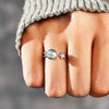 Sterling Silver Geometric Star Moon Earth Ring For Women With Electroplating