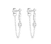 Sterling Silver Geometric Star Moon Tassel Chain Earrings With Electroplating