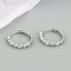 925 Sterling Silver Geometric Stone Inlay Earrings For Women Electroplated Minimalist Fresh Style Ear Buckle Jewelry