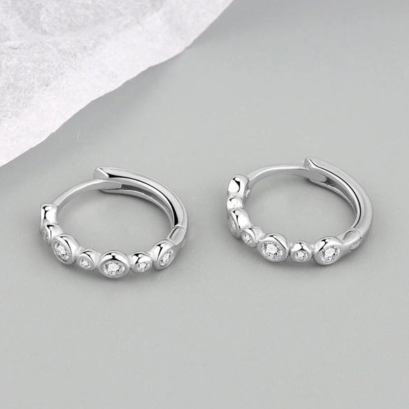 925 Sterling Silver Geometric Stone Inlay Earrings For Women Electroplated Minimalist Fresh Style Ear Buckle Jewelry
