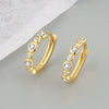 925 Sterling Silver Geometric Stone Inlay Earrings For Women Electroplated Minimalist Fresh Style Ear Buckle Jewelry
