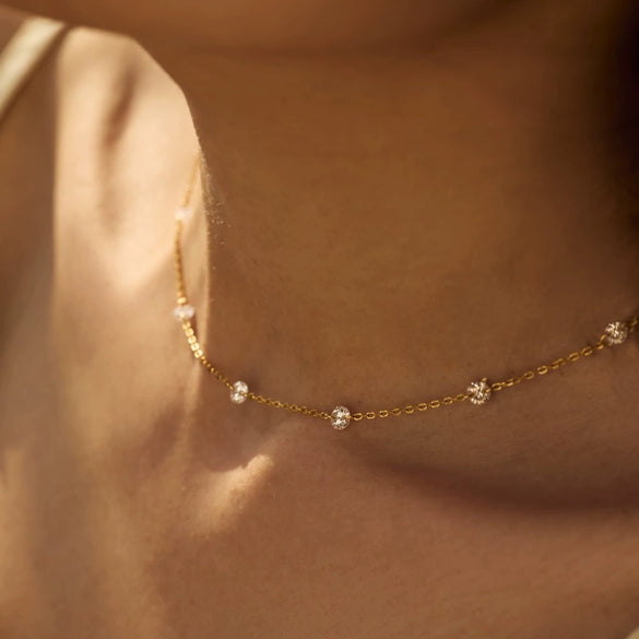 925 Sterling Silver Geometric Style Clavicle Chain Necklace For Women With Electroplating