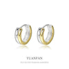 925 Sterling Silver Geometric Style Electroplated Ring Earrings For Women