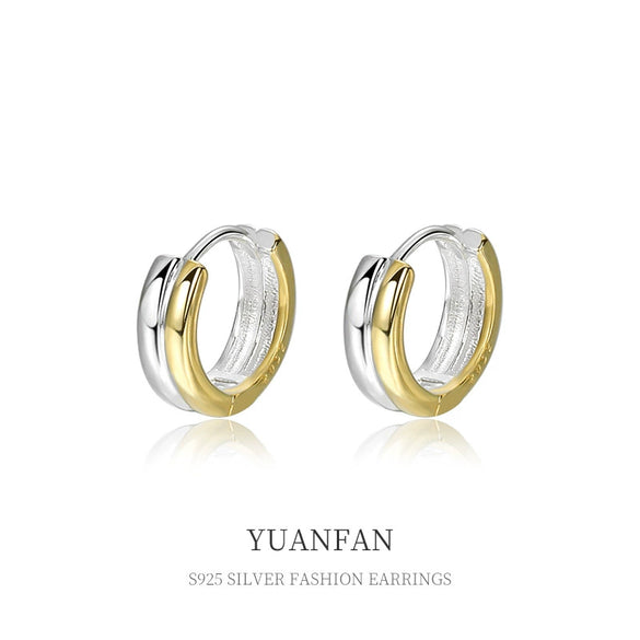 925 Sterling Silver Geometric Style Electroplated Ring Earrings For Women