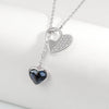 925 Sterling Silver Geometric Tassel Necklace With Crystal Heart Pendant Two Tone Electroplated Clavicle Chain For Women