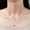 925 Sterling Silver Geometric Tassel Necklace With Crystal Heart Pendant Two Tone Electroplated Clavicle Chain For Women