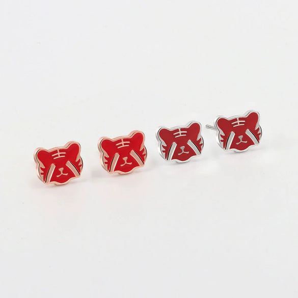Sterling Silver Geometric Tiger Inspired Earrings For Women With Electroplated Finish