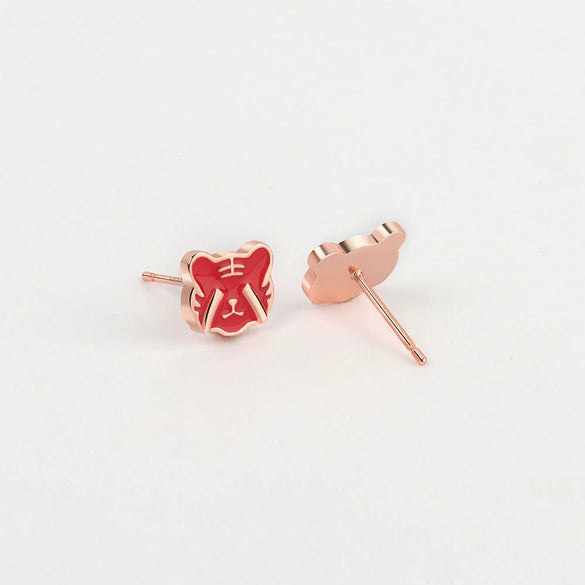 Sterling Silver Geometric Tiger Inspired Earrings For Women With Electroplated Finish