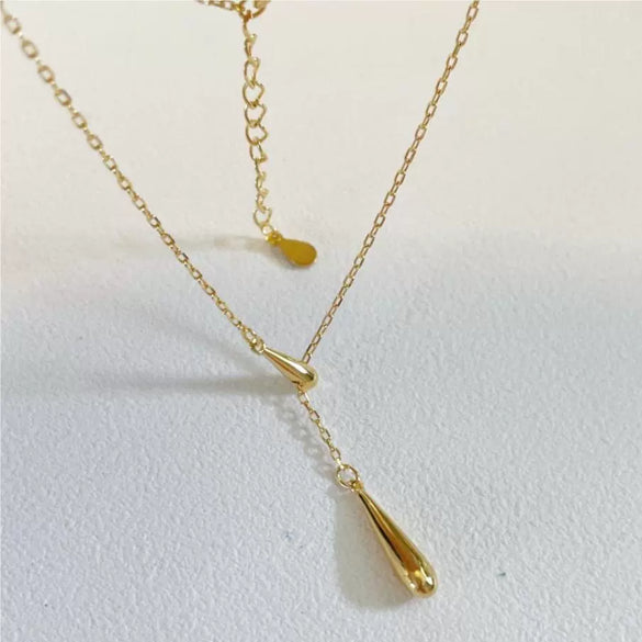 925 Sterling Silver Geometric Water Drop Necklace