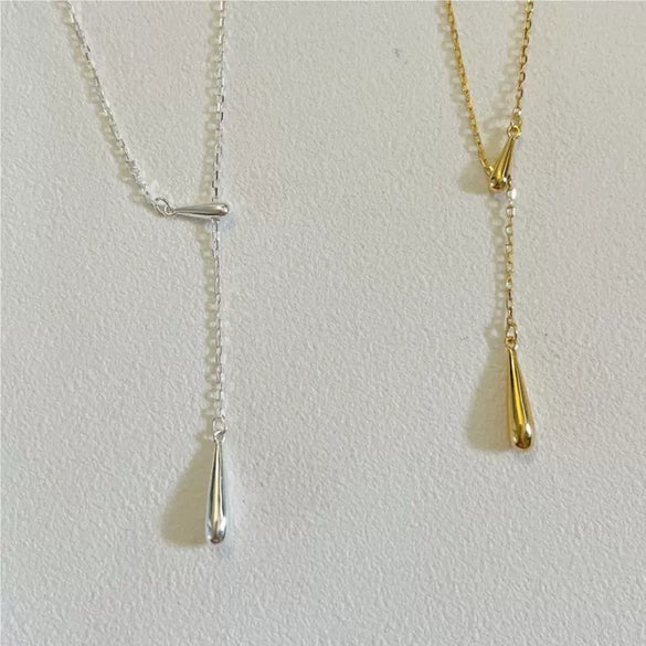 925 Sterling Silver Geometric Water Drop Necklace