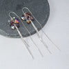 Sterling Silver Geometric Zircon Tassel Threader Earrings Simple Crystal Ear Line Dangle Earrings