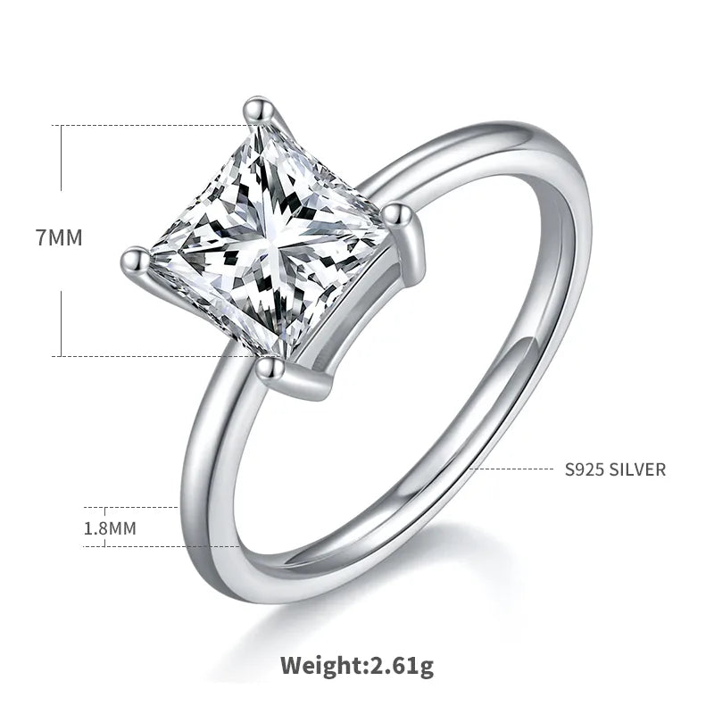 Sterling Silver Glam Romantic Hollow Out Inlay Solid Color Moissanite Rings