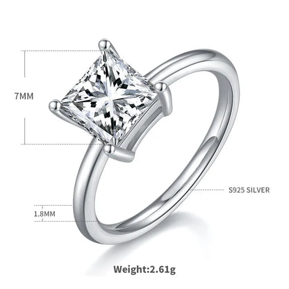 Sterling Silver Glam Romantic Hollow Out Inlay Solid Color Moissanite Rings