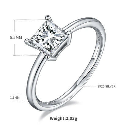 Sterling Silver Glam Romantic Hollow Out Inlay Solid Color Moissanite Rings