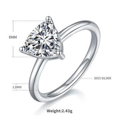 Sterling Silver Glam Romantic Hollow Out Inlay Solid Color Moissanite Rings