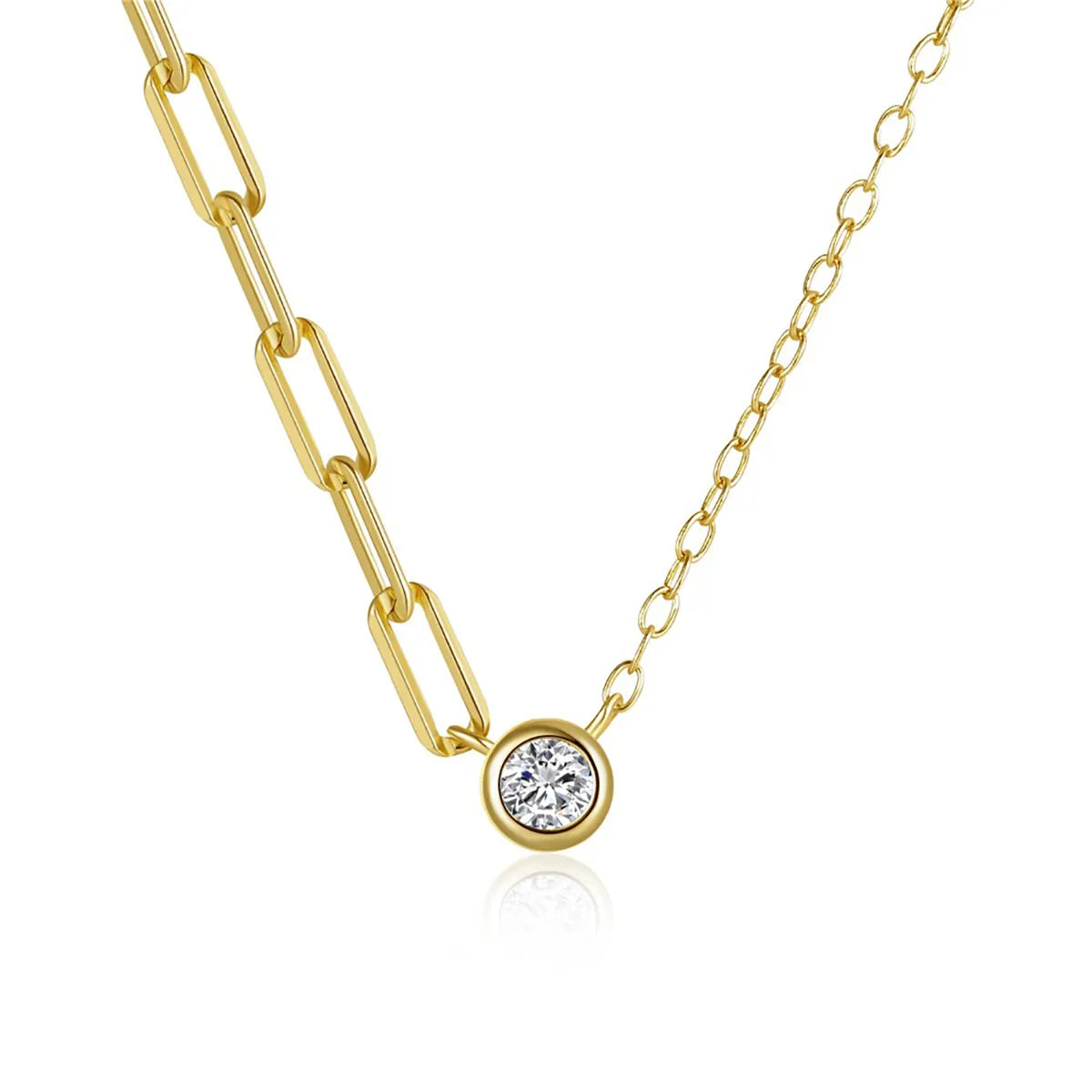 Sterling Silver Gold Plated Inlay Geometric Zircon Necklace