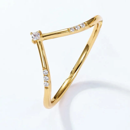 Sterling Silver Gold Plated Simple Style Plating Geometric Lab-Grown Gemstone Rings