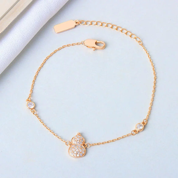 925 Sterling Silver Gourd Shaped Diamond Encrusted Women's Bracelet Electroplated Hand Jewelry