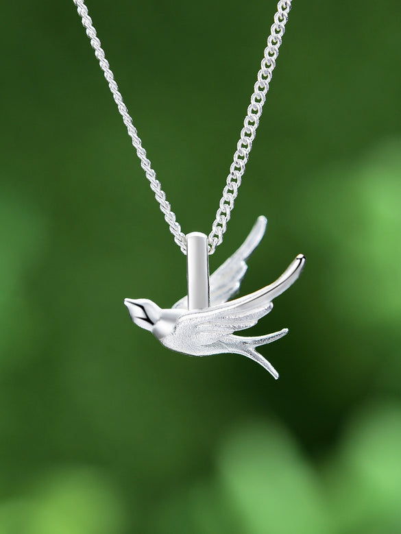 925 Sterling Silver Handmade Swallow Animal Zodiac Earrings With Pendant Electroplated