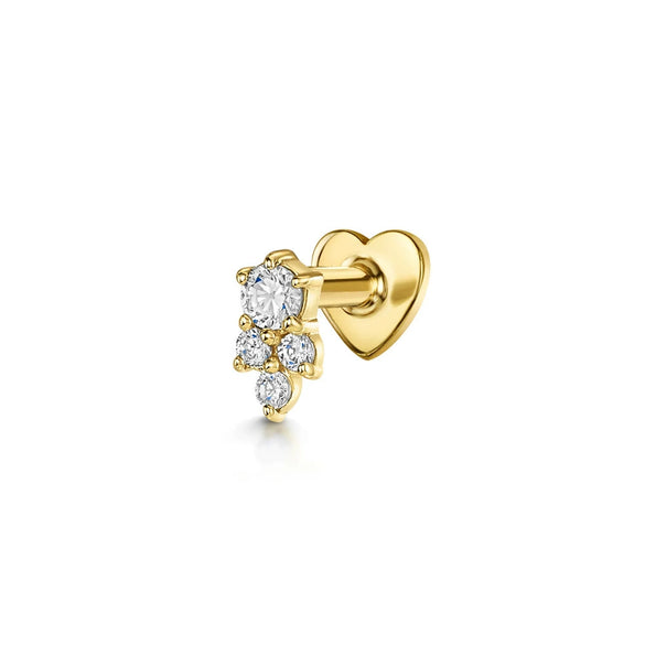 925 Sterling Silver Heart And Eightpointed Star Piercing Earrings With Geometric Elements And Zirconia Inlay