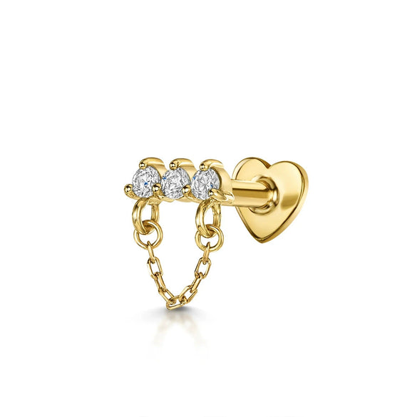 925 Sterling Silver Heart And Eightpointed Star Piercing Earrings With Geometric Elements And Zirconia Inlay