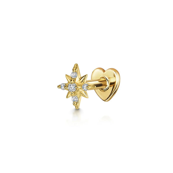 925 Sterling Silver Heart And Eightpointed Star Piercing Earrings With Geometric Elements And Zirconia Inlay