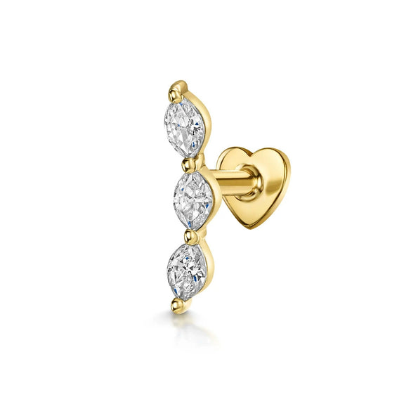 925 Sterling Silver Heart And Eightpointed Star Piercing Earrings With Geometric Elements And Zirconia Inlay