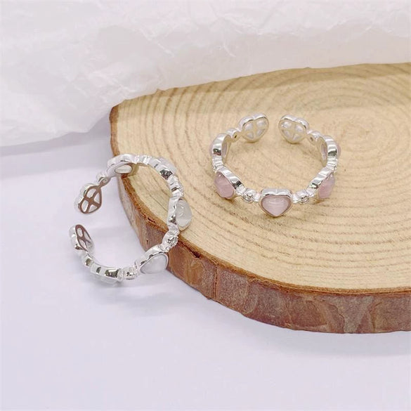 925 Sterling Silver Heart Diamond Ring For Women And Unisex Wear Adjustable Open Band Distinctive Niche Design