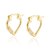 Sterling Silver Heart Earrings Microinlaid Zircon Seiko Design