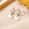 925 Sterling Silver Heart Geometric Pattern Pendant Earrings With Zircon Inlay Fashion Trendy Versatile Classic Hoop Earrings For Women With Platinum Or 18K Gold Electroplating